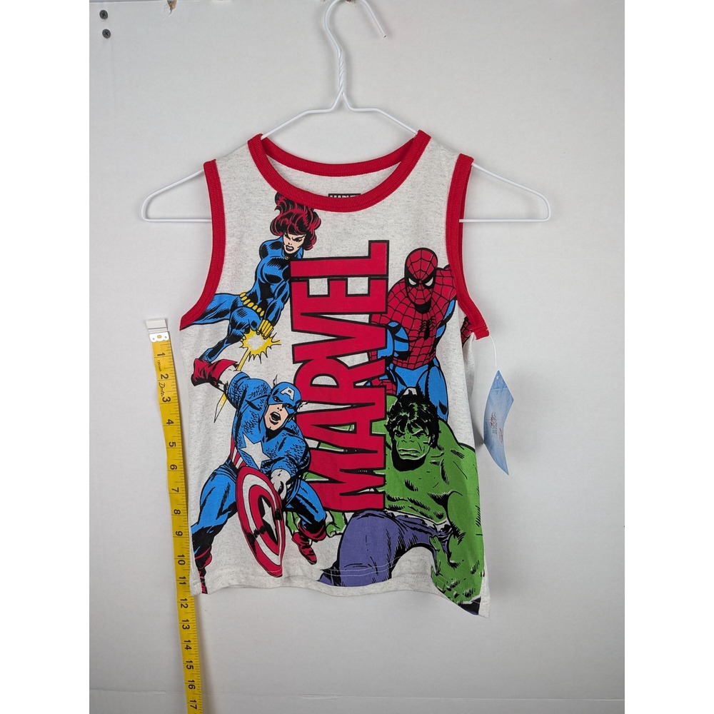 Marvel Kids Avengers Graphic Tank Top Gray Red Ringer Spider-Man Hulk Size 6 NWT